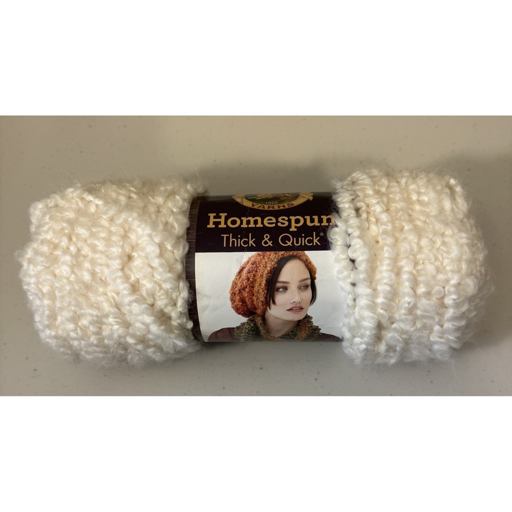Lion Brand Homespun Yarn Skein 437 Dove‎ Thick & Quick SuperBulky 6 Ivory NEW